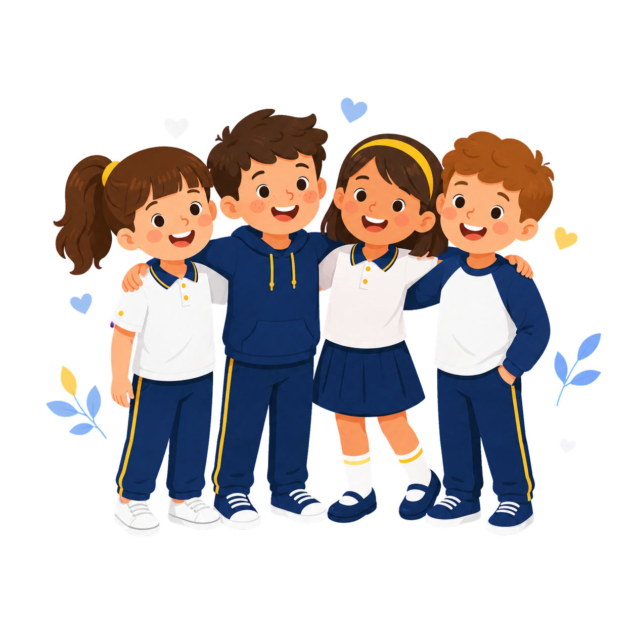 Estudiantes representando la sana convivencia escolar