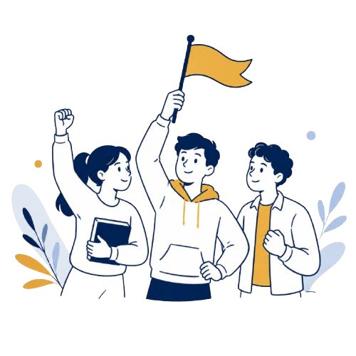 Ilustracion de participacion y liderazgo estudiantil