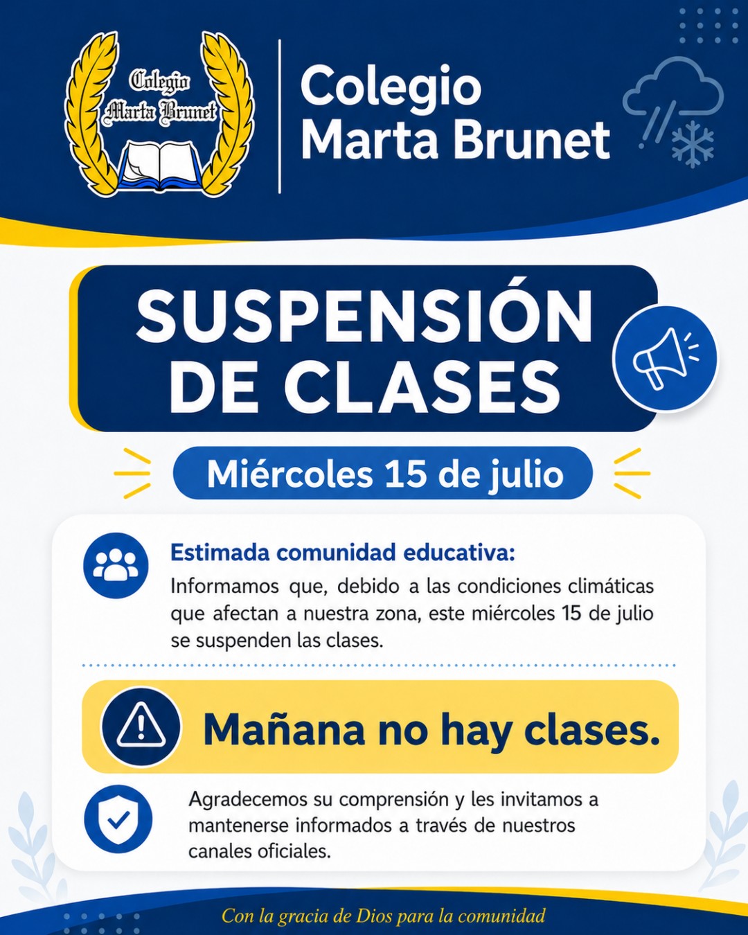 📢 SUSPENSIÓN DE CLASES