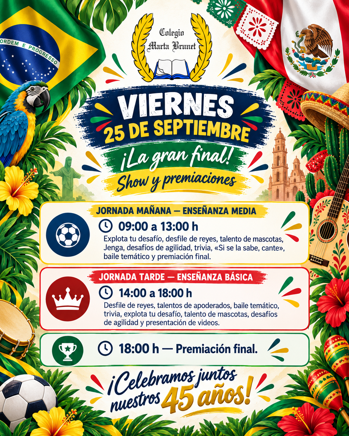🇧🇷🇲🇽 ¡Celebramos 45 años de historia, fe y comunidad! 🎉